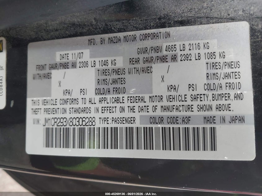 2008 Mazda Mazda5 Sport VIN: JM1CR293X80306288 Lot: 45269136