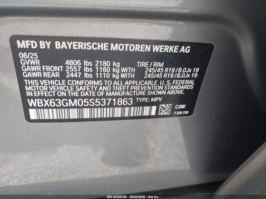 2025 BMW X2 xDrive28I VIN: WBX63GM05S5371863 Lot: 45269199