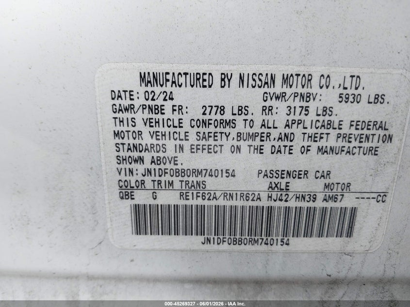 2024 Nissan Ariya Engage+ VIN: JN1DF0BB0RM740154 Lot: 45269327