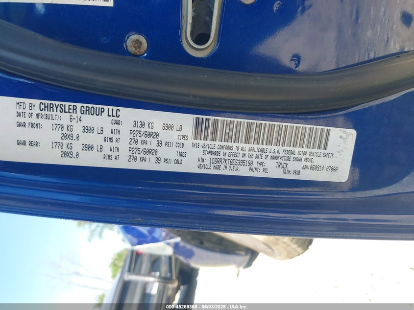 2014 Ram 1500 Express VIN: 1C6RR7KT8ES395190 Lot: 45269366