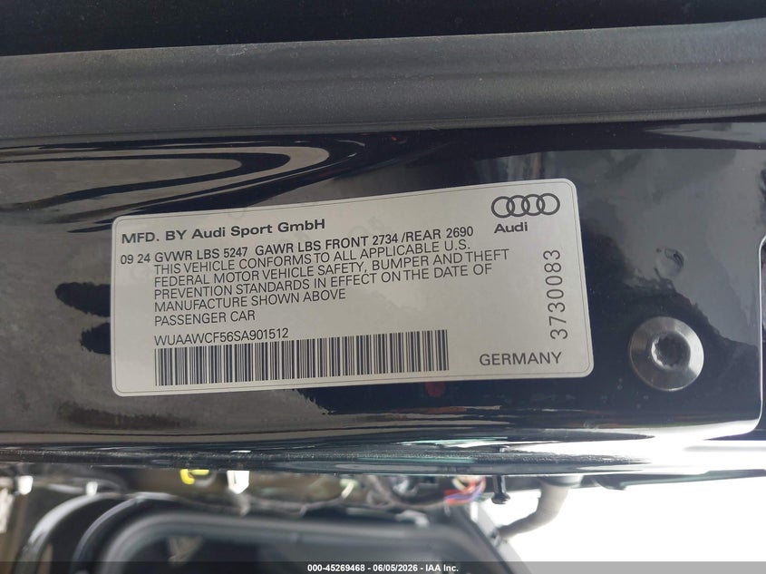 2025 Audi Rs 5 Sportback Tfsi Quattro Tiptronic VIN: WUAAWCF56SA901512 Lot: 45269468