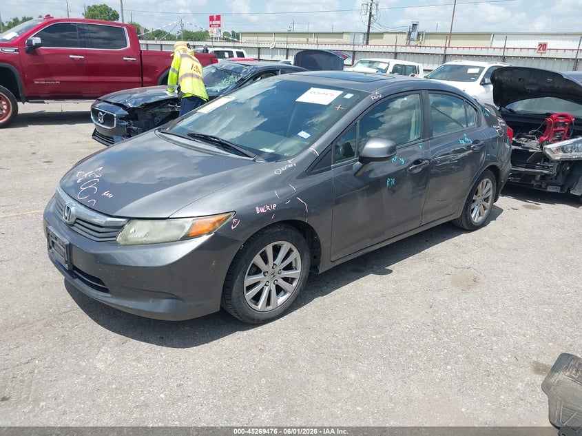 2012 Honda Civic 1.8 Ex-L grey Lot 111045269476 Vin 2HGFB2F94CH318694