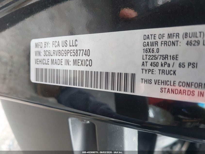 2023 Ram Promaster 1500 High Roof 136 Wb VIN: 3C6LRVBG9PE587740 Lot: 45269579