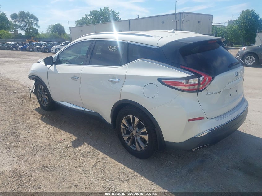 Vin: 5n1az2mhxfn209601, lot: 45767709, nissan murano sl 20153