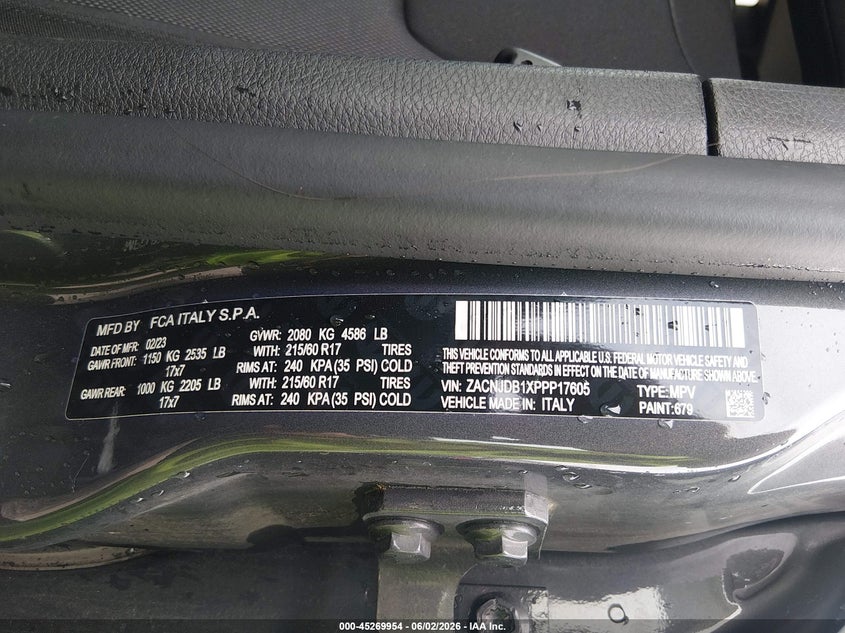 2023 Jeep Renegade Latitude 4X4 VIN: ZACNJDB1XPPP17605 Lot: 45269954
