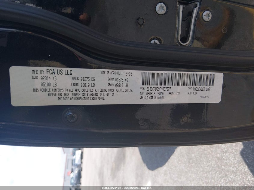 2015 Chrysler 300 300S VIN: 2C3CCABG9FH867877 Lot: 45270172
