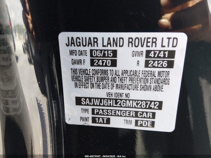 2016 Jaguar F-Type R VIN: SAJWJ6HL2GMK28742 Lot: 45270357