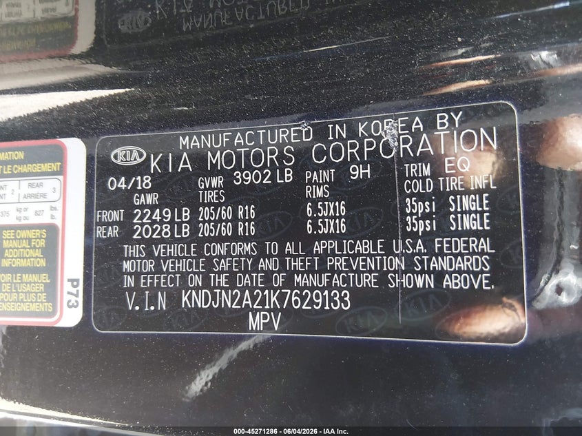 2019 Kia Soul VIN: KNDJN2A21K7629133 Lot: 45271286