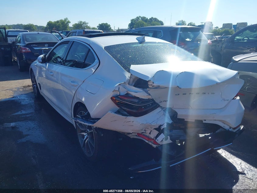 Vin: kmtg34ta7nu091027, lot: 45769182, genesis g70 2.0t awd 20223