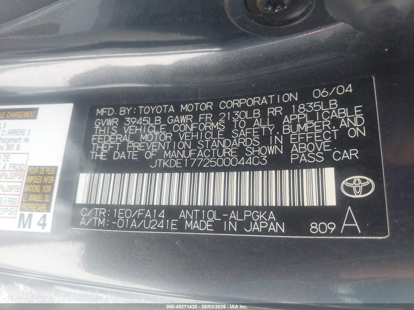 2005 Scion Tc VIN: JTKDE177250004403 Lot: 45271438