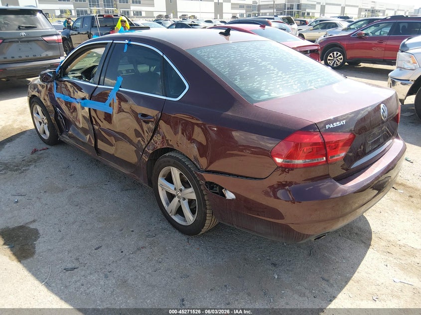 Vin: 1vwbh7a36dc135827, lot: 45769350, volkswagen passat 2.5l se 20133