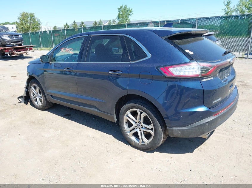 Vin: 2fmpk4k99hbb44258, lot: 45769676, ford edge titanium 20173