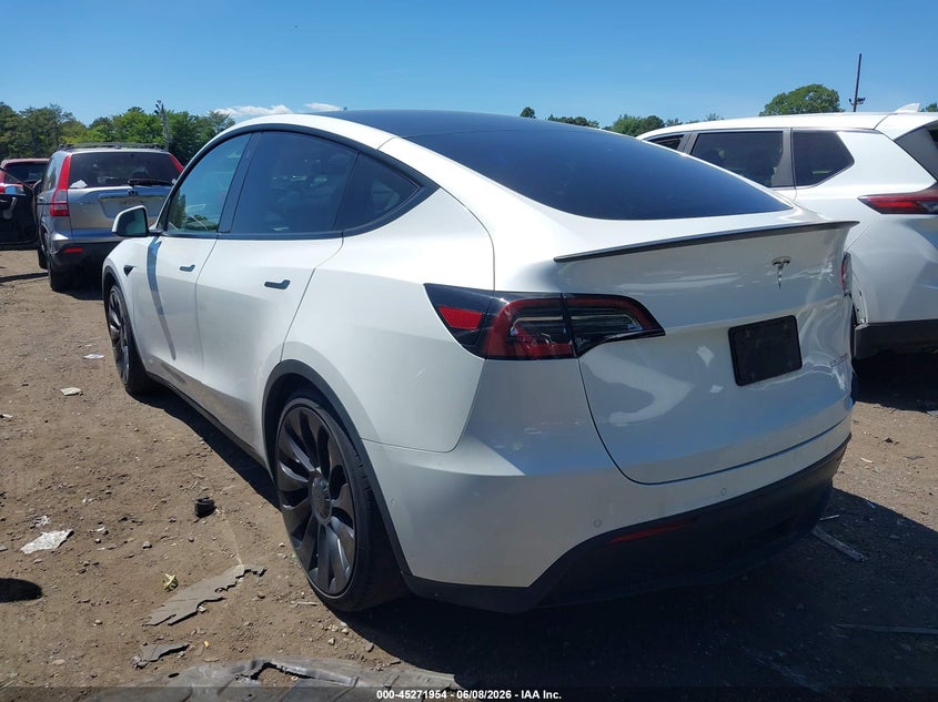 Vin: 5yjygdef4mf303972, lot: 45769778, tesla model y performance dual motor all-wheel drive 20213