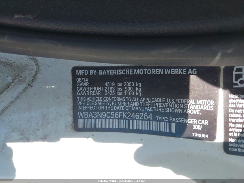 2015 BMW 428I xDrive VIN: WBA3N9C56FK246264 Lot: 45272164