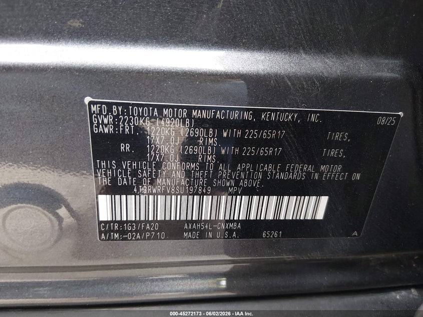 VIN 4T3RWRFV8SU197849 2025 TOYOTA RAV4 HYBRID XLE
