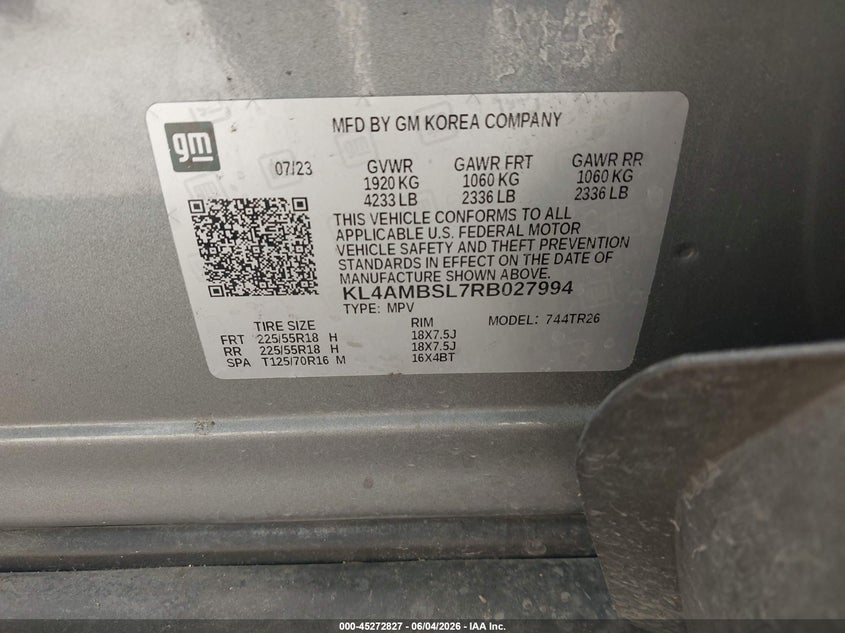 2024 Buick Encore Gx Preferred Fwd VIN: KL4AMBSL7RB027994 Lot: 45272827