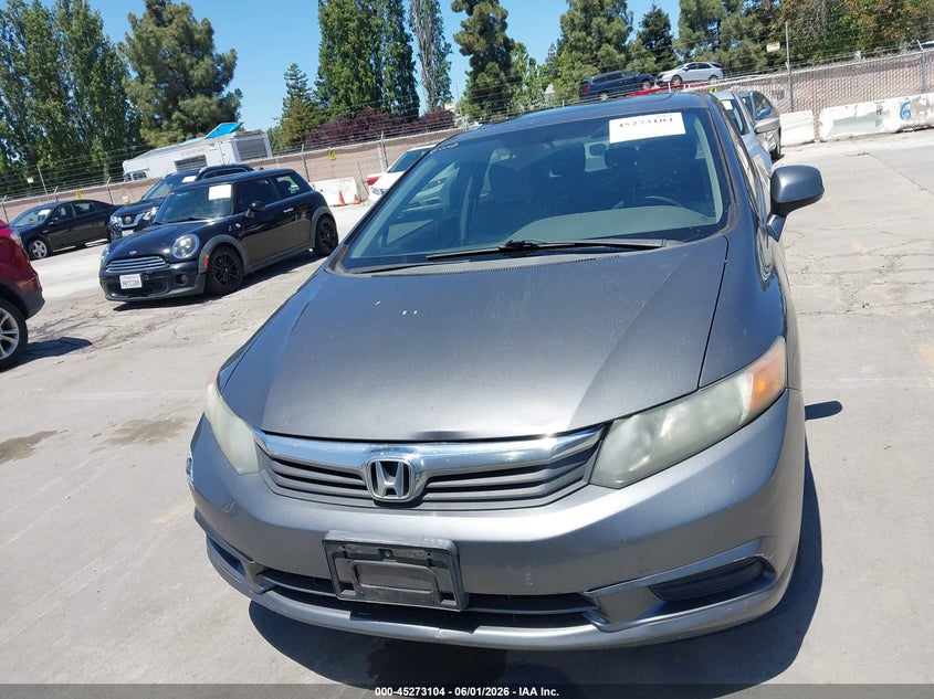 2012 Honda Civic 1.8 Ex grey Lot 111045273104 Vin 2HGFB2F82CH540884