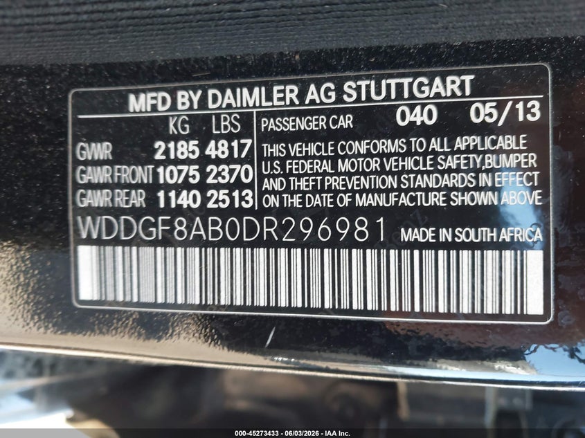 2013 Mercedes-Benz C 300 Sport 4Matic VIN: WDDGF8AB0DR296981 Lot: 45273433