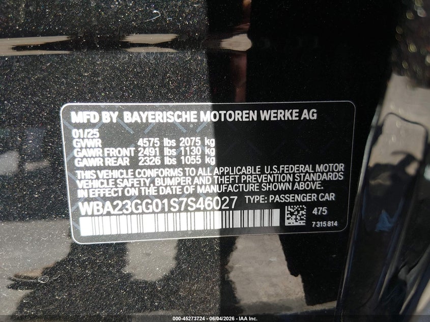 2025 BMW 228 Gran Coupe xDrive VIN: WBA23GG01S7S46027 Lot: 45273724