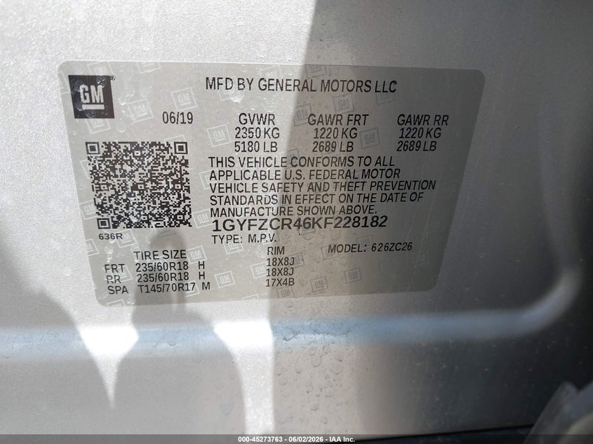 2019 Cadillac Xt4 Premium Luxury VIN: 1GYFZCR46KF228182 Lot: 45273763