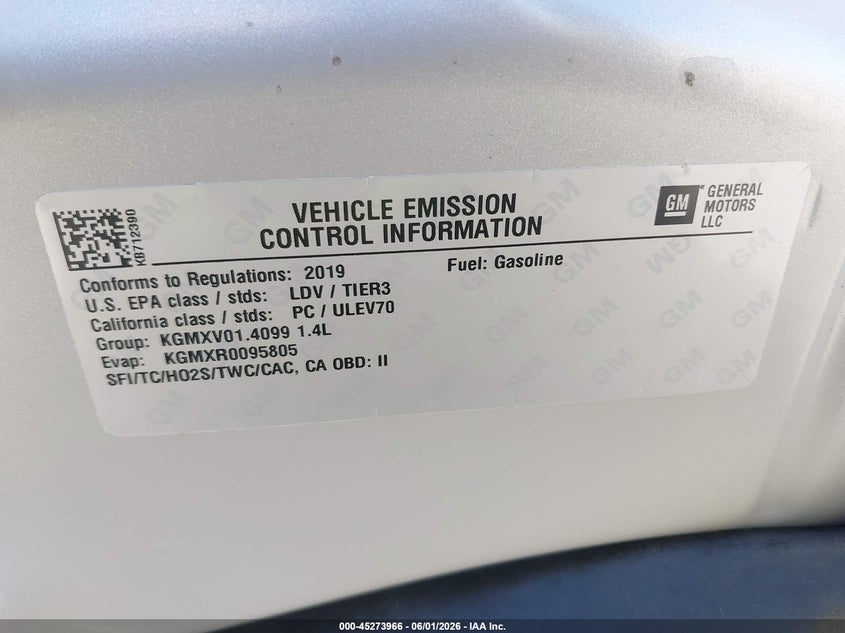 2019 Buick Encore Fwd Preferred VIN: KL4CJASB3KB712390 Lot: 45273966
