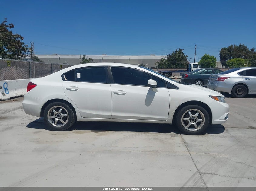 2012 Honda Civic 1.8 Ex White Lot 111045274075 Vin 2HGFB2F88CH583027
