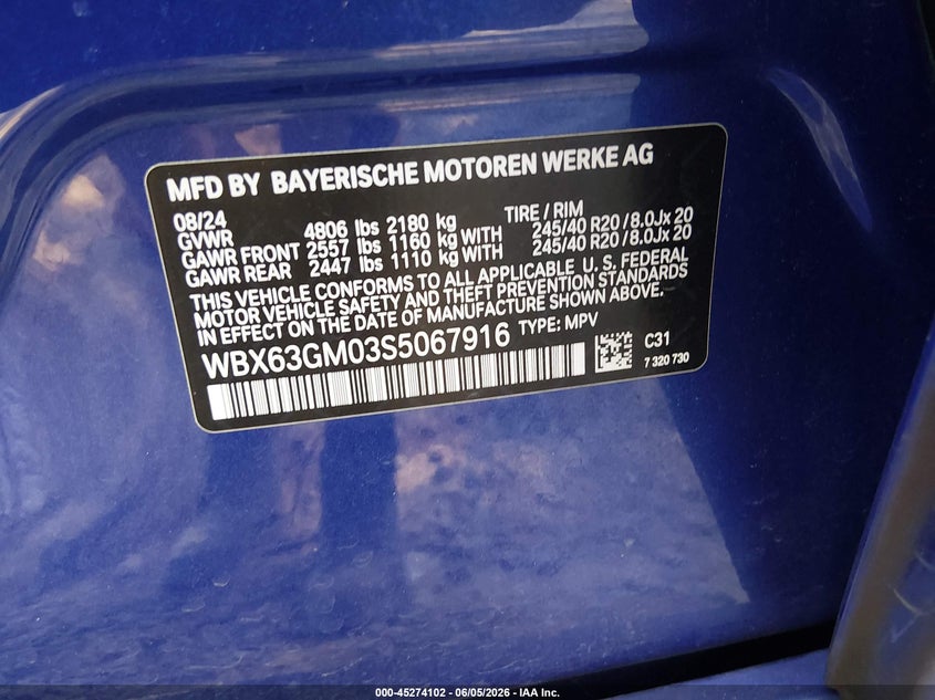2025 BMW X2 xDrive28I VIN: WBX63GM03S5067916 Lot: 45274102