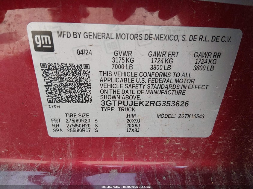 2024 GMC SIERRA PICKUP 2.7L I-4 DI, DOHC, VVT, TURBO, 310HP