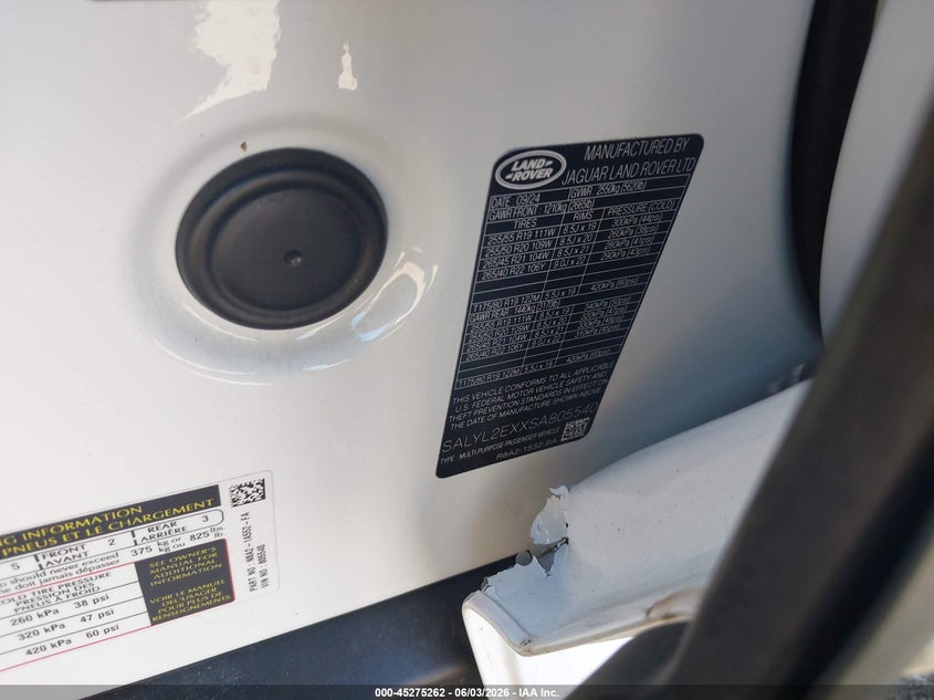 2025 Land Rover Range Rover Velar P250 Dynamic Se VIN: SALYL2EXXSA805540 Lot: 45275262