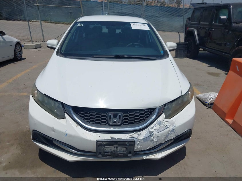 2014 Honda Civic 1.8 Lx white Lot 111045275350 Vin 19XFB2F56EE228540