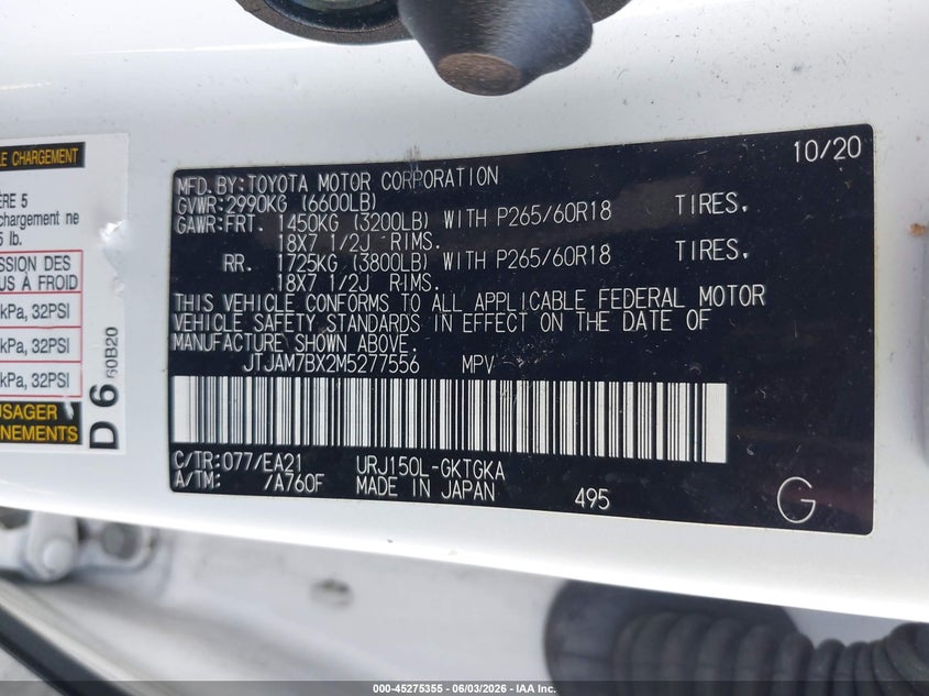 2021 Lexus Gx Gx 460 Premium VIN: JTJAM7BX2M5277556 Lot: 45275355