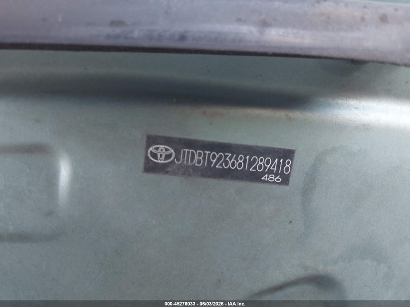 2008 Toyota Yaris VIN: JTDBT923681289418 Lot: 45276033