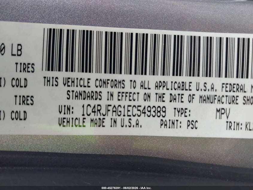 2014 Jeep Grand Cherokee Altitude VIN: 1C4RJFAG1EC549389 Lot: 45276391