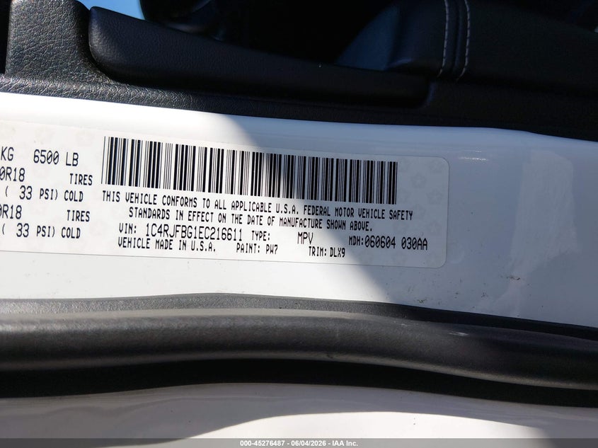 2014 Jeep Grand Cherokee Limited VIN: 1C4RJFBG1EC216611 Lot: 45276487
