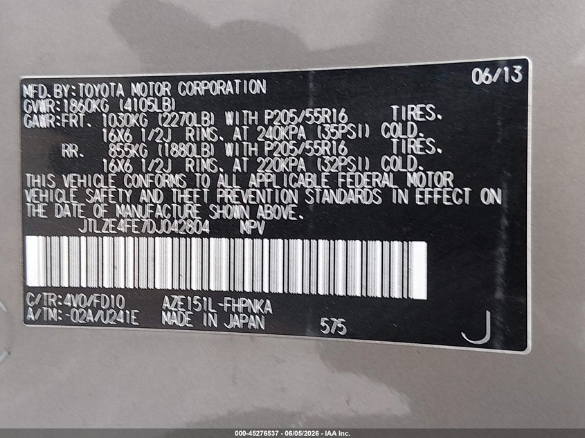 2013 Scion Xb VIN: JTLZE4FE7DJ042804 Lot: 45276537