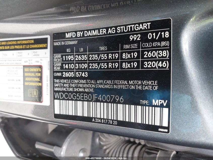 2018 Mercedes-Benz Glc 350E 4Matic VIN: WDC0G5EB0JF400796 Lot: 45276868