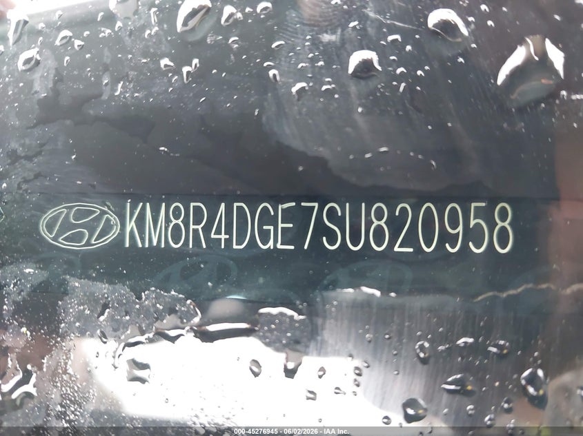 2025 Hyundai Palisade Sel Premium 8P VIN: KM8R4DGE7SU820958 Lot: 45276945