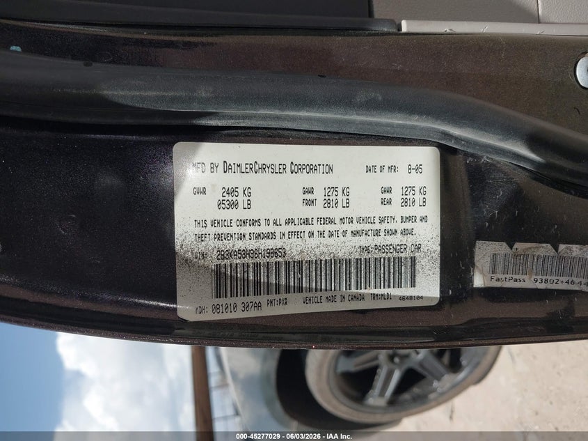 2006 Dodge Charger Rt VIN: 2B3KA53H96H198653 Lot: 45277029