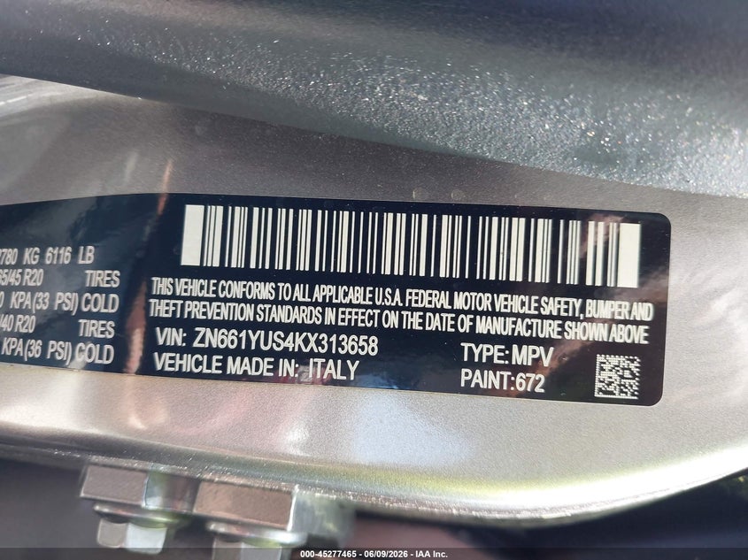 2019 Maserati Levante S Gransport VIN: ZN661YUS4KX313658 Lot: 45277465