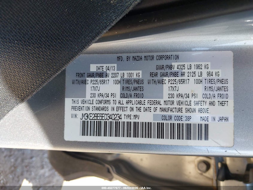 2014 Mazda Cx-5 Sport VIN: JM3KE2BE6E0340234 Lot: 45277577