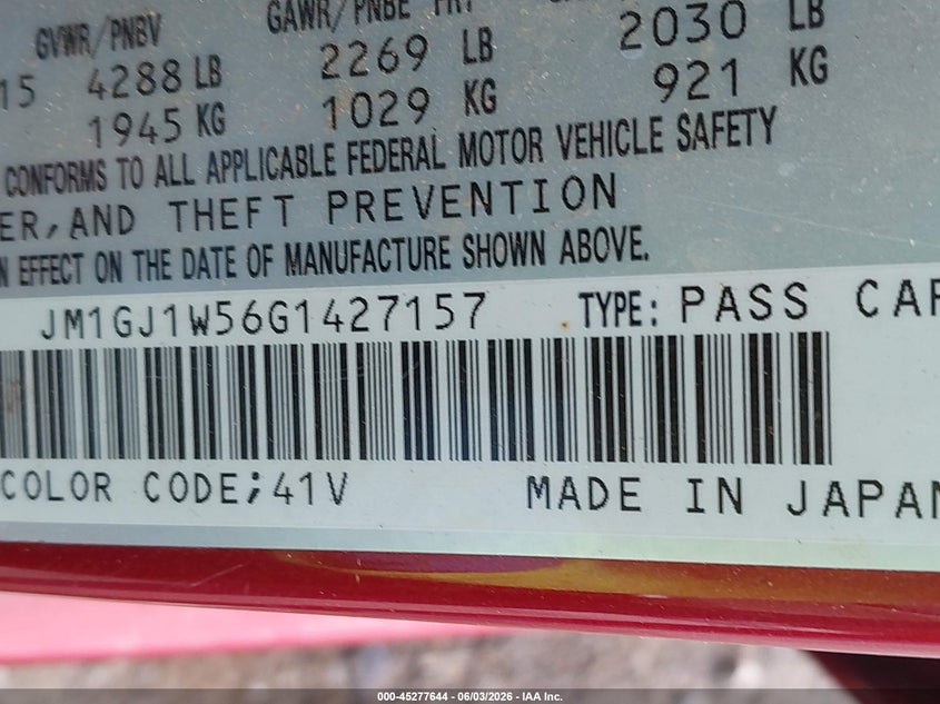 2016 Mazda Mazda6 I Grand Touring VIN: JM1GJ1W56G1427157 Lot: 45277644