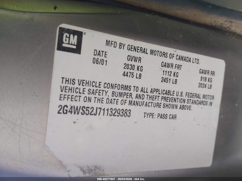 2001 Honda Accord 2.3 Ex VIN: 1HGCG31501A004910 Lot: 45277857