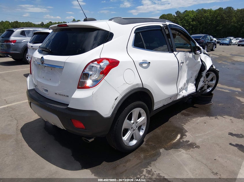Vin: kl4cjcsb0gb531671, lot: 45775916, buick encore leather 20164