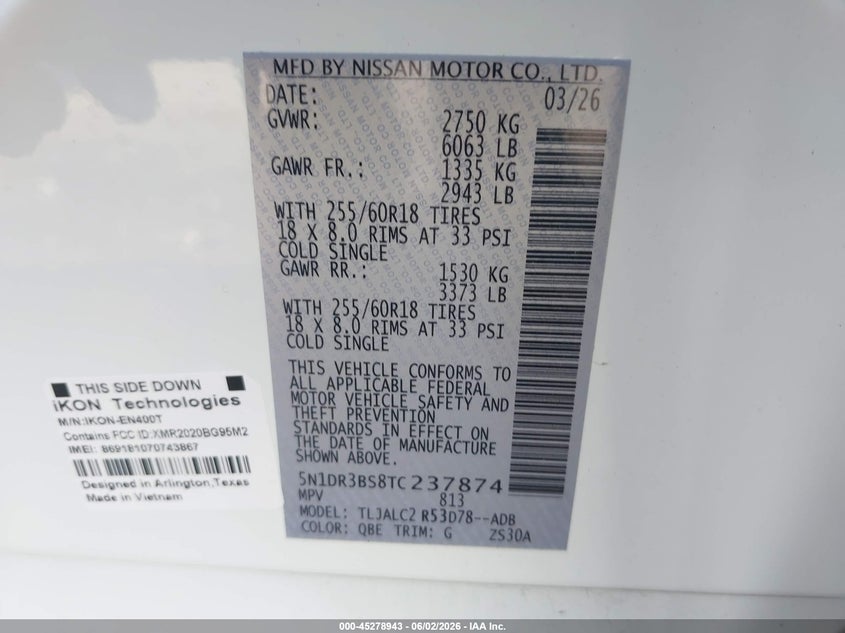 2026 NISSAN PATHFINDER SPORT UTILITY VEHICLE 3.5L V-6 DI, DOHC, VVT, 284HP