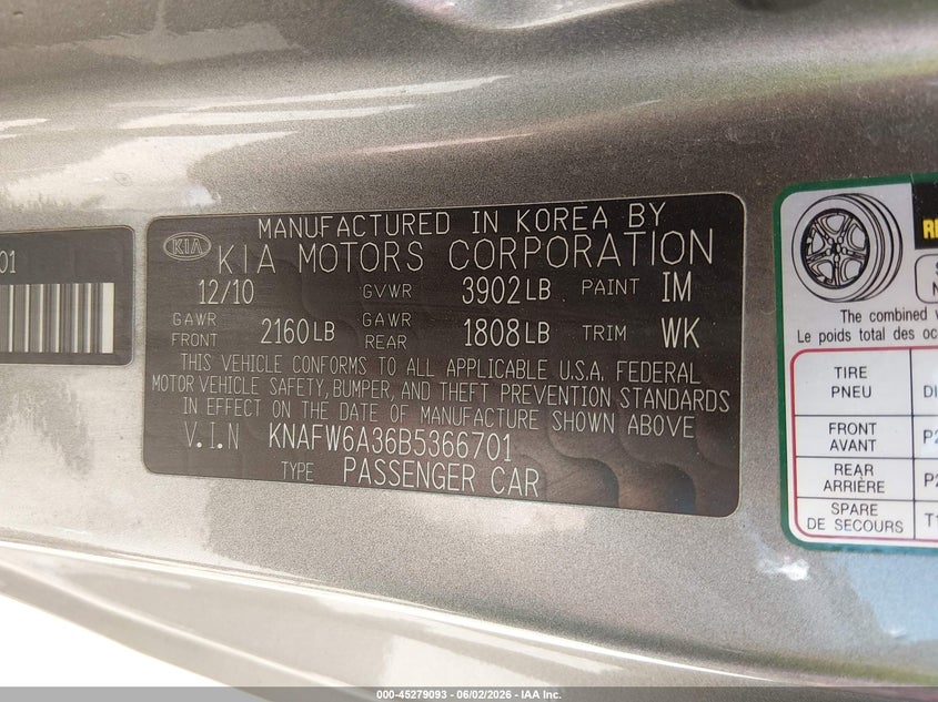 2011 Kia Forte Koup Sx VIN: KNAFW6A36B5366701 Lot: 45279093