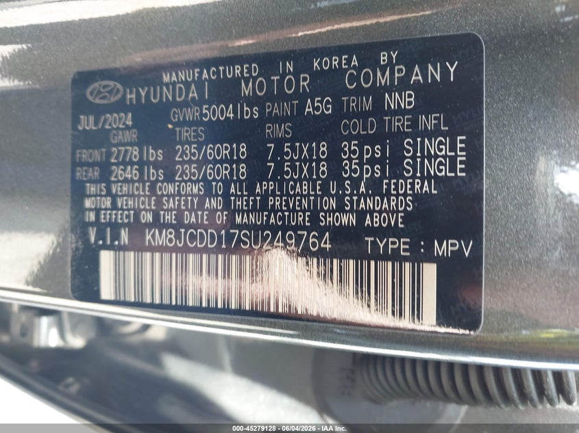 2025 Hyundai Tucson Hybrid Sel Convenience VIN: KM8JCDD17SU249764 Lot: 45279128