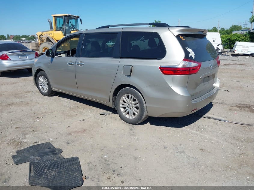 Vin: 5tdyk3dc1fs690138, lot: 45777183, toyota sienna xle 8 passenger 20153