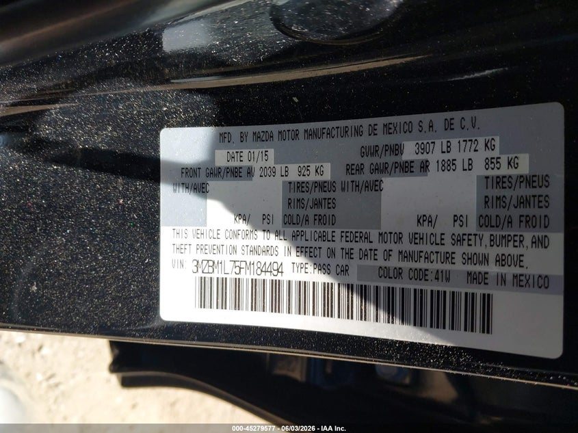 2015 Mazda Mazda3 I Touring VIN: 3MZBM1L75FM184494 Lot: 45279577