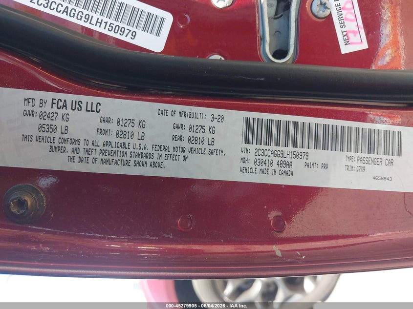 2020 Chrysler 300 300S Awd VIN: 2C3CCAGG9LH150979 Lot: 45279905