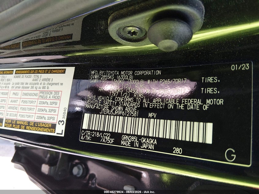 2023 Toyota 4Runner Trd Off Road Premium VIN: JTERU5JR9P6127581 Lot: 45279924